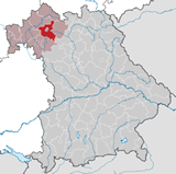 Map of Schweinfurt County in Lower Franconia and Bavaria